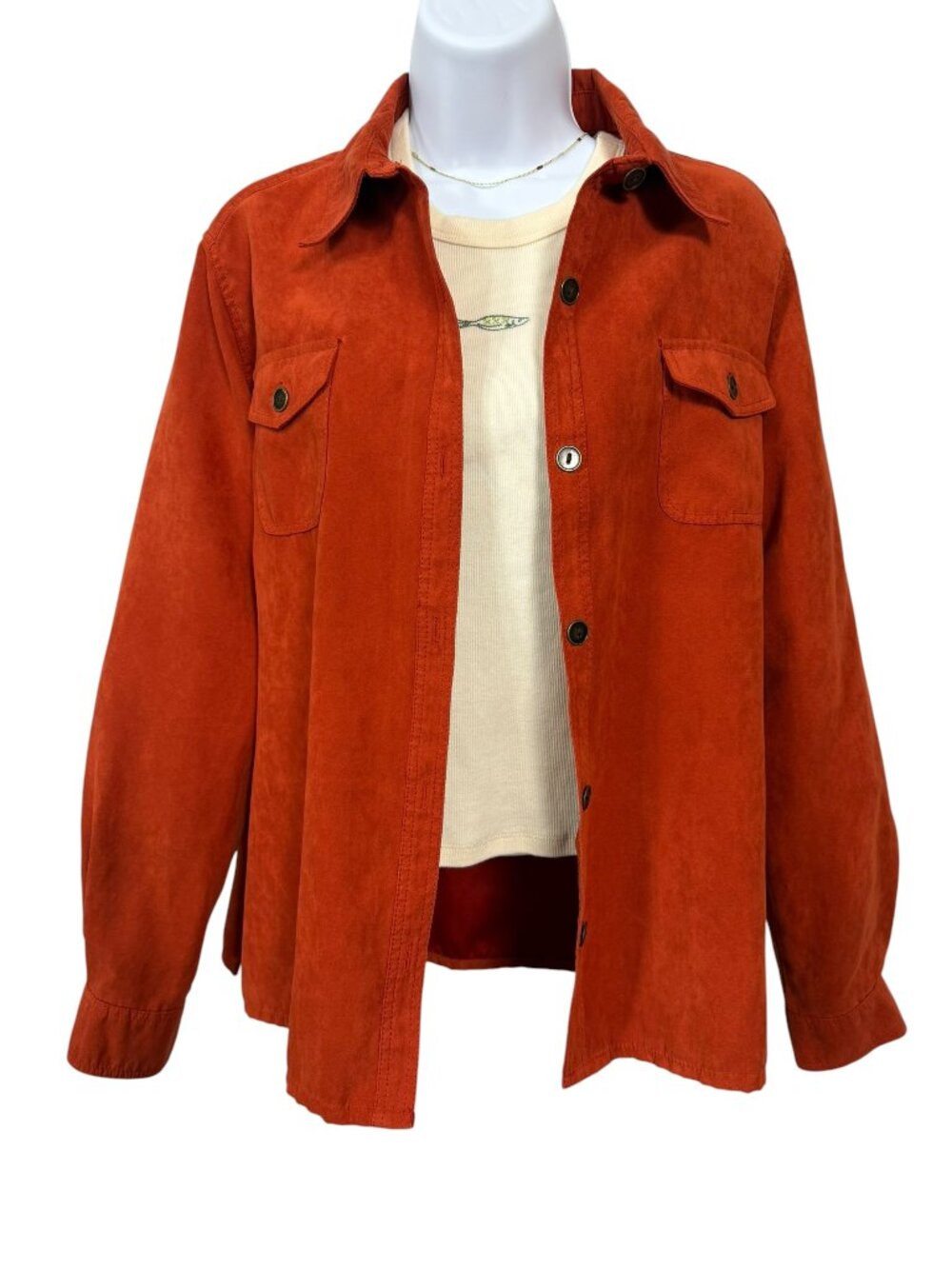 Alfred Dunner Petite - Women's 14P Rust Orange Button-Up Workwear
